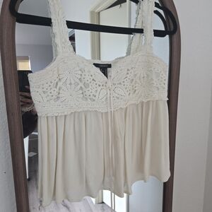 Forever 21 Cream Lace Crochet Blouse